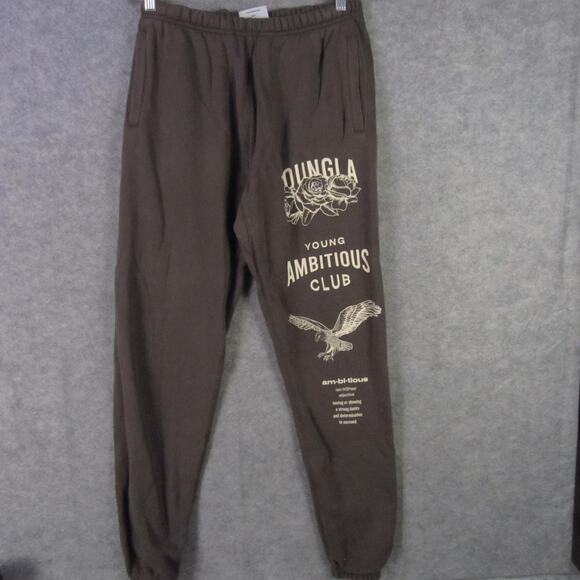 YoungLA Joggers Pants Mens Small Brown Young Ambitious Club Graphic Sweatpants - Picture 1 of 7